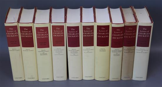 Dickens, Charles - The Letters of Charles Dickens, 10 vols only (of 12, lacking vol 11 & 12), Pilgrim edition, 8vo, red